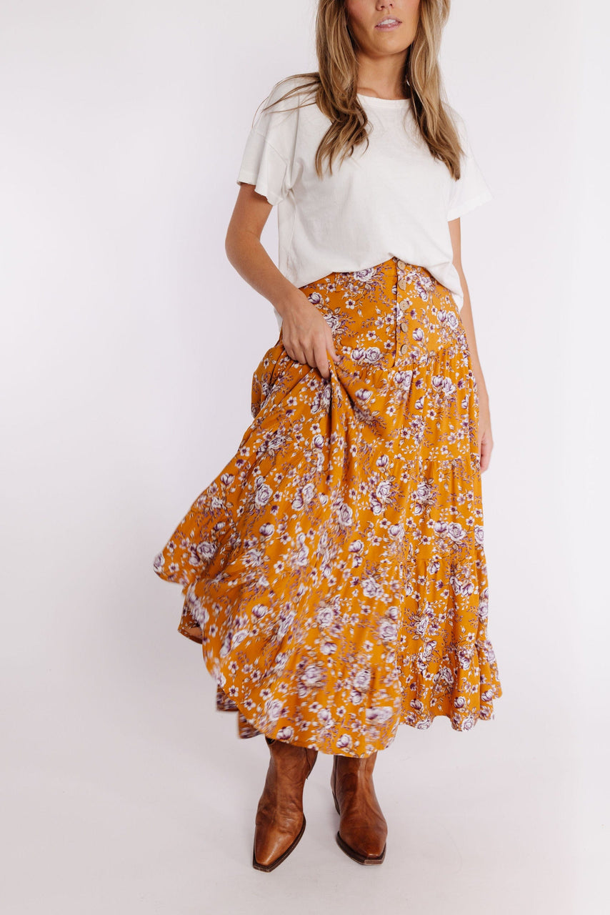 Marley Skirt in Mustard Floral