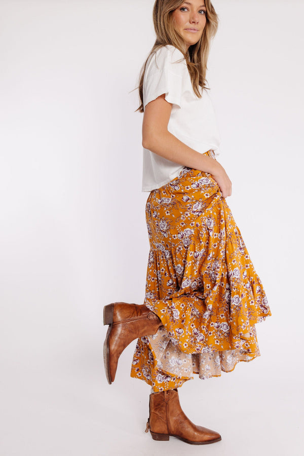 Marley Skirt in Mustard Floral
