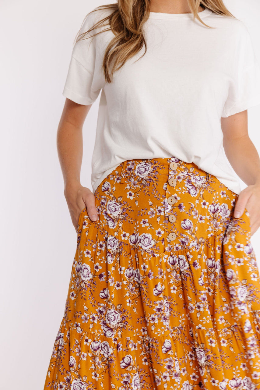 Marley Skirt in Mustard Floral