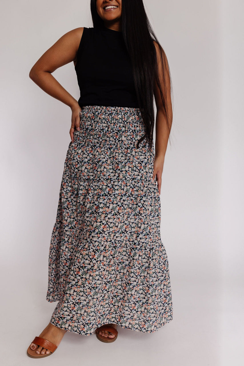 Melanie Skirt in Dark Indigo Floral