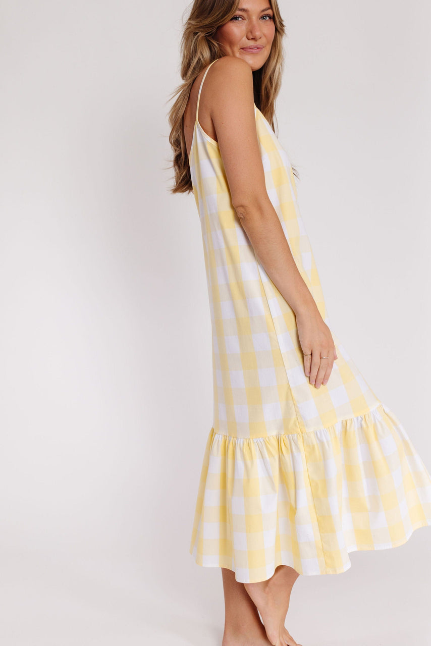Melinda Dress in Yellow and Ivory