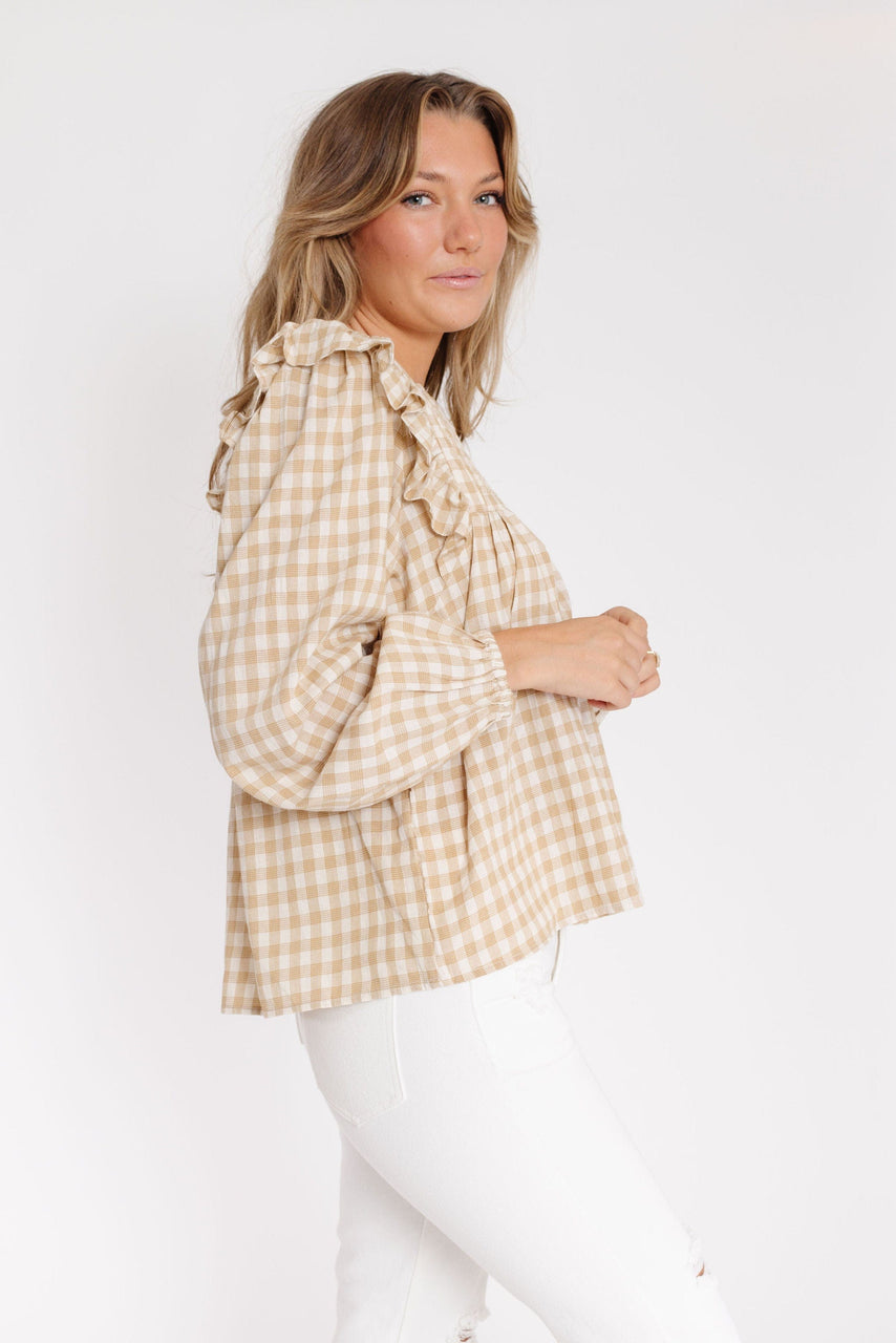 Melodie Gingham Blouse in Dijon