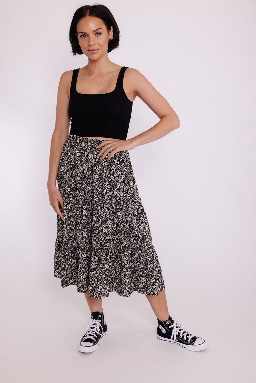 Mitchell Skirt in Black Floral