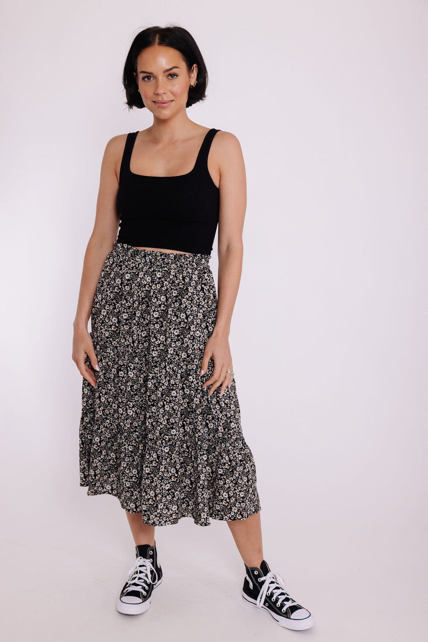 Mitchell Skirt in Black Floral