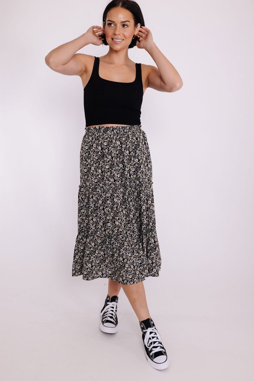 Mitchell Skirt in Black Floral