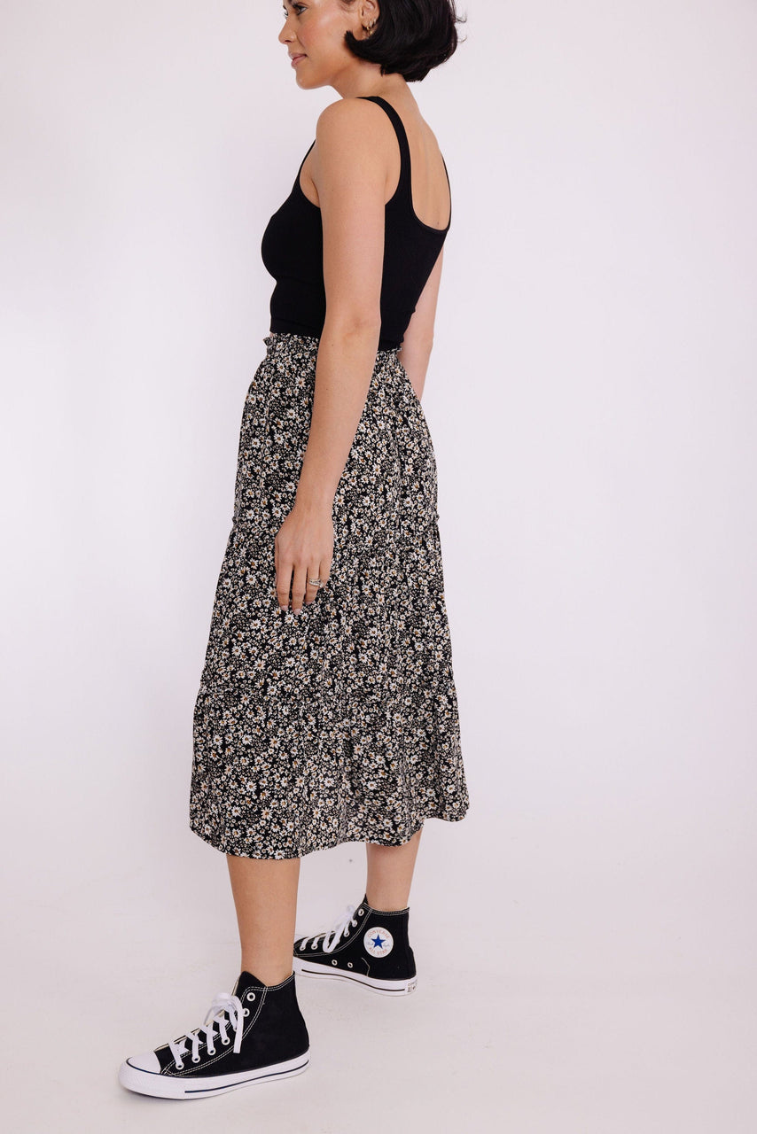 Mitchell Skirt in Black Floral