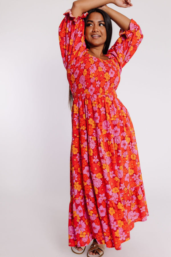 Pippa Dress in Red Floral
