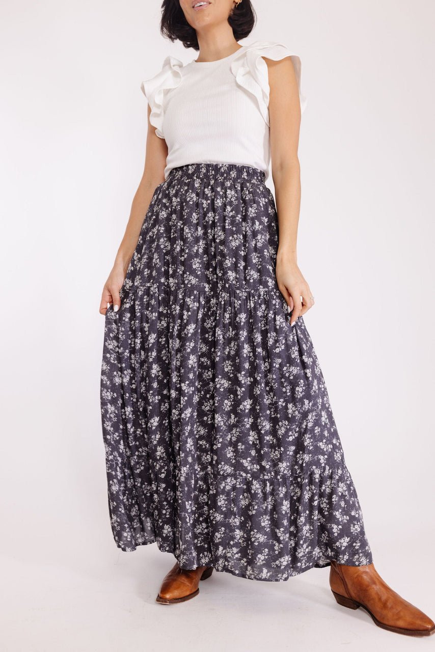 Rooster Skirt in Charcoal Floral