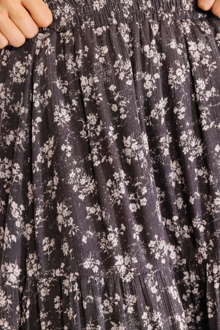 Rooster Skirt in Charcoal Floral