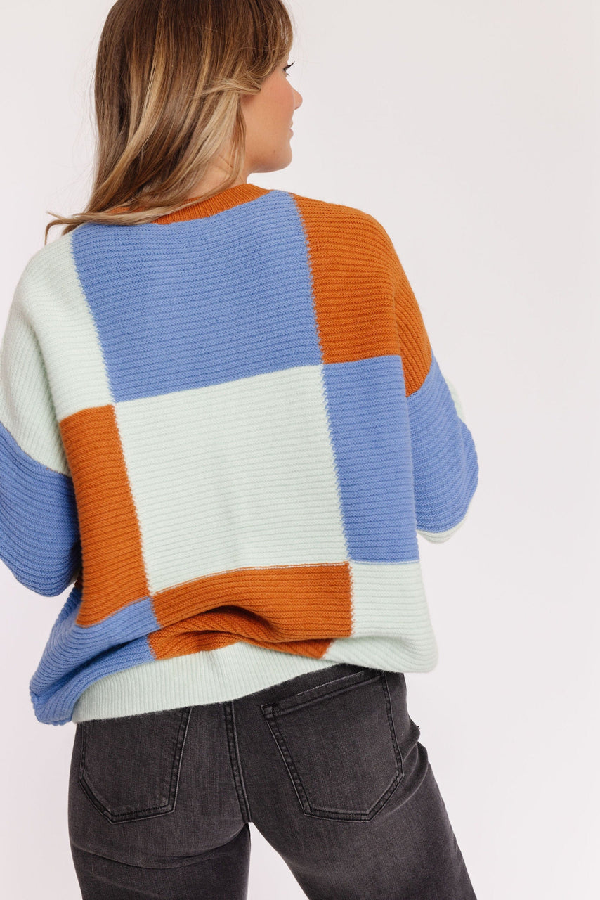 Santa Fe Colorblock Sweater in Mint Mutli