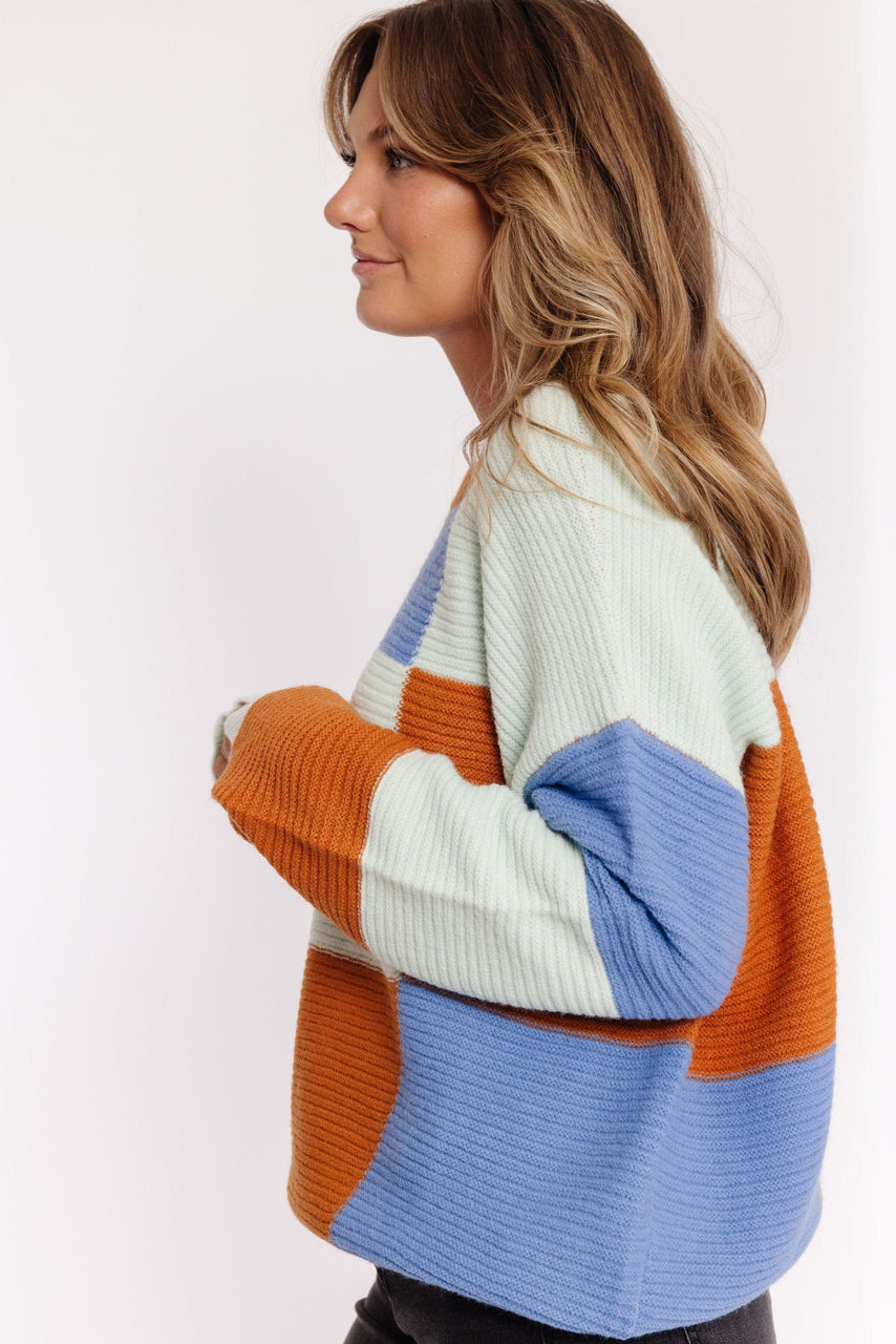 Santa Fe Colorblock Sweater in Mint Mutli
