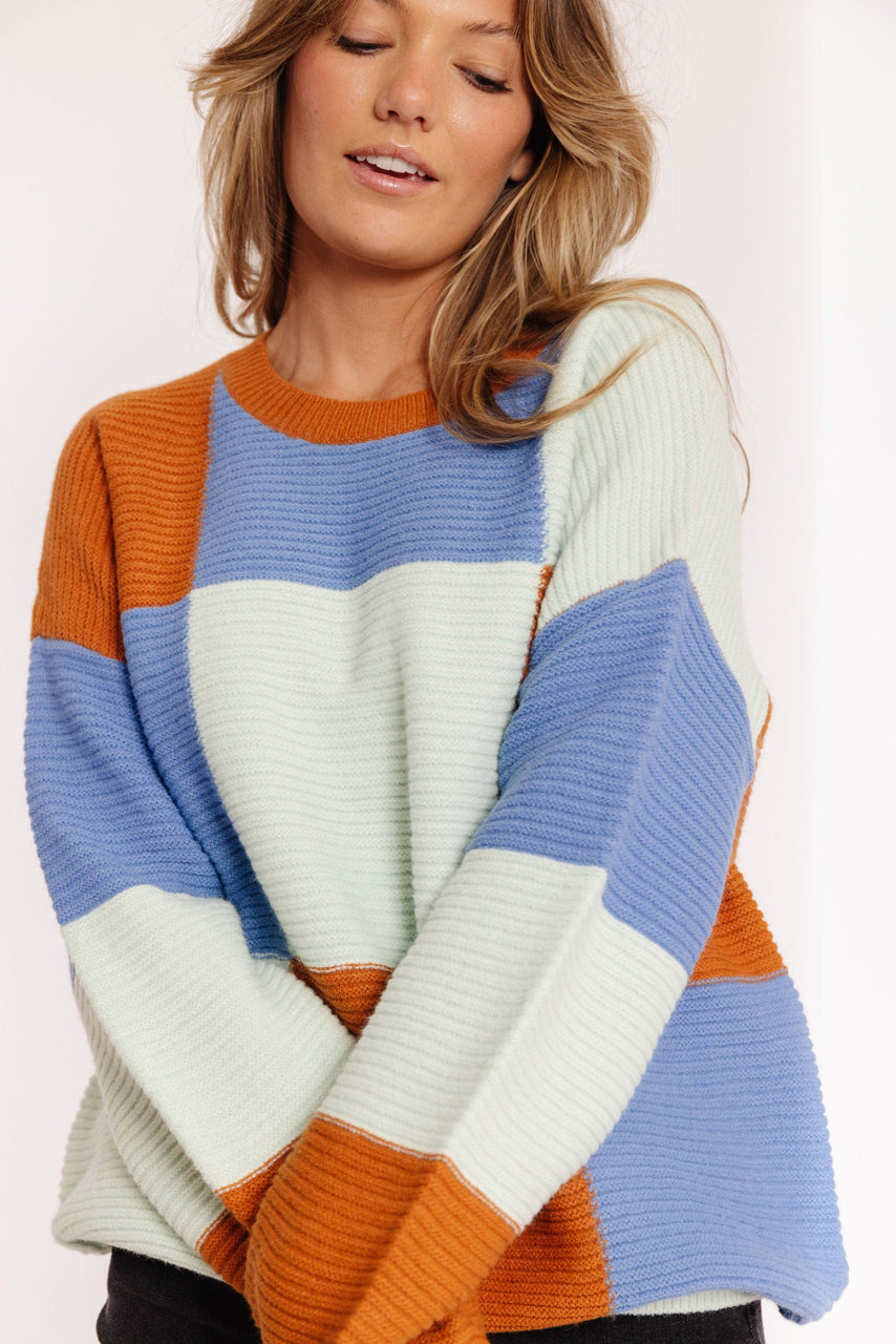 Santa Fe Colorblock Sweater in Mint Mutli