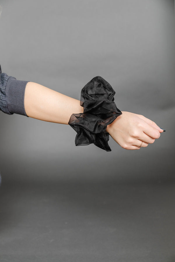 Black Oversized Sheer Scrunchie