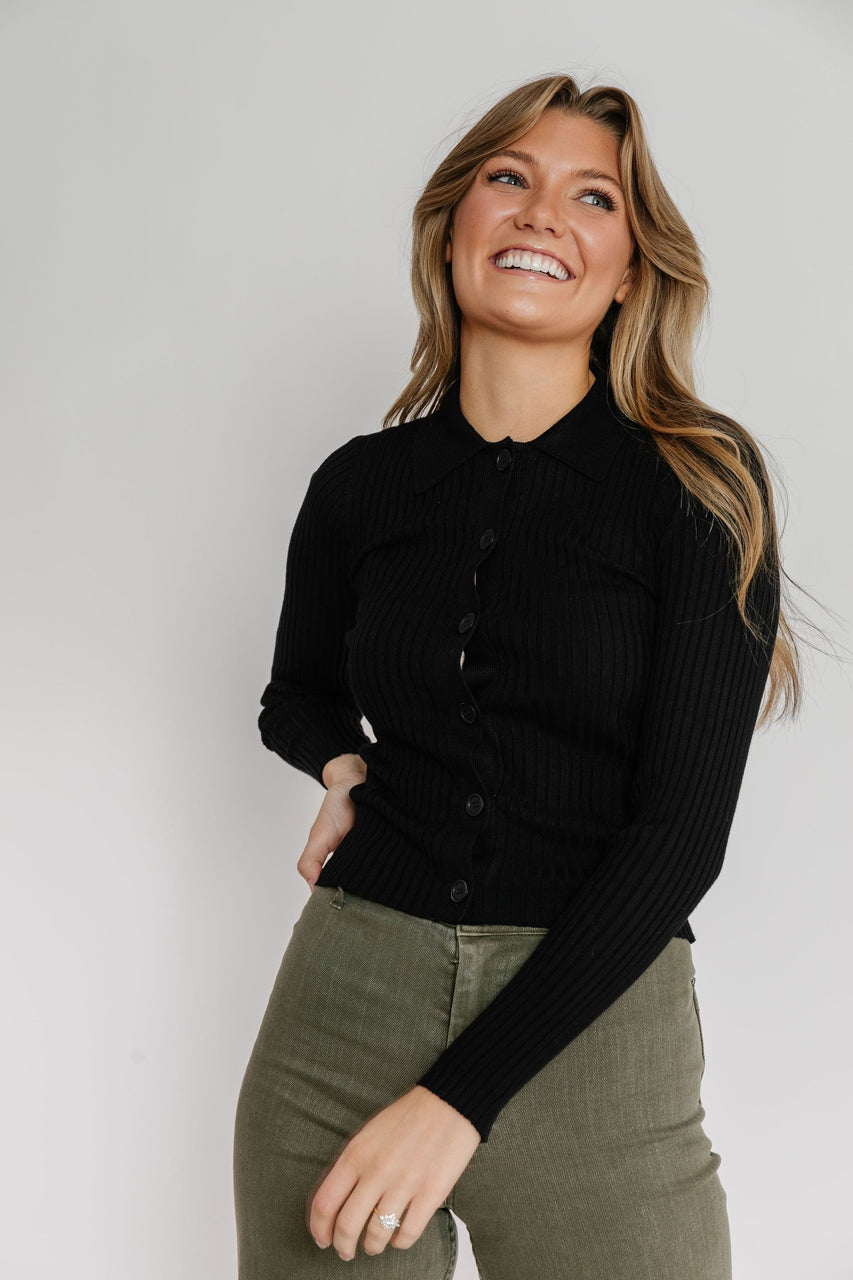 Shelby Cardigan Tee in Black