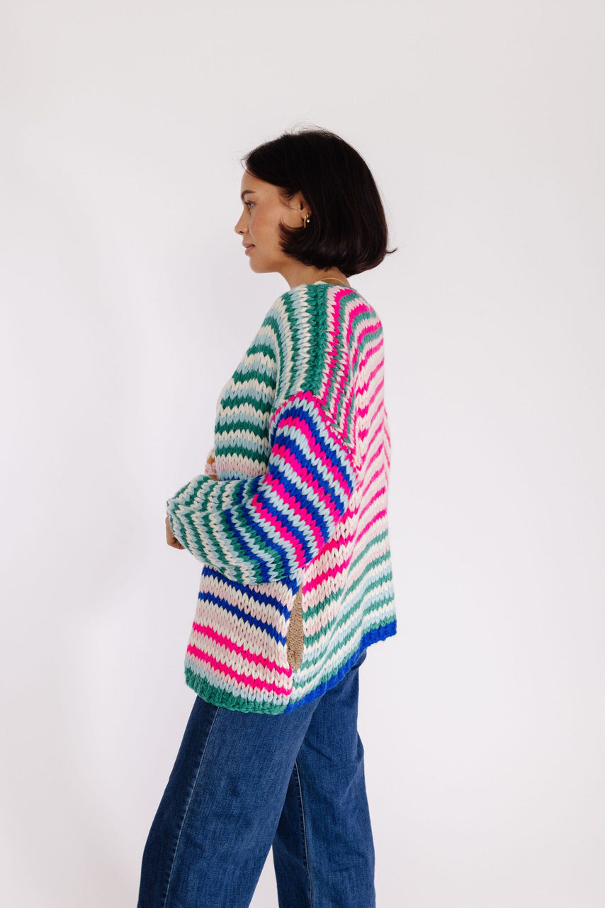 Sweet Lily Open Cardigan in Pink Multi