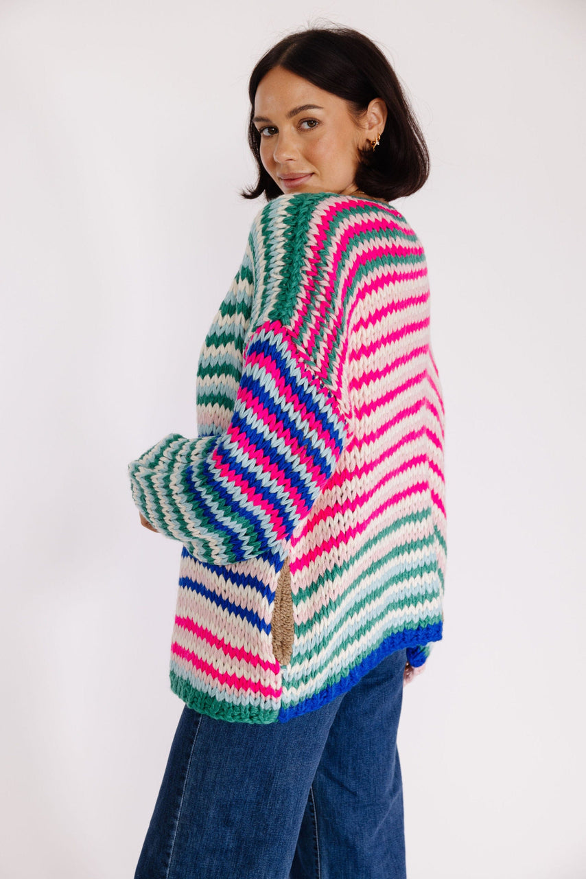 Sweet Lily Open Cardigan in Pink Multi