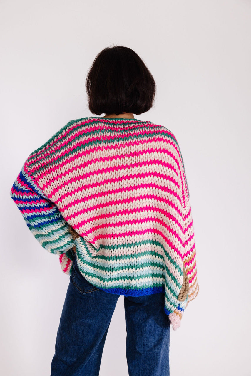 Sweet Lily Open Cardigan in Pink Multi