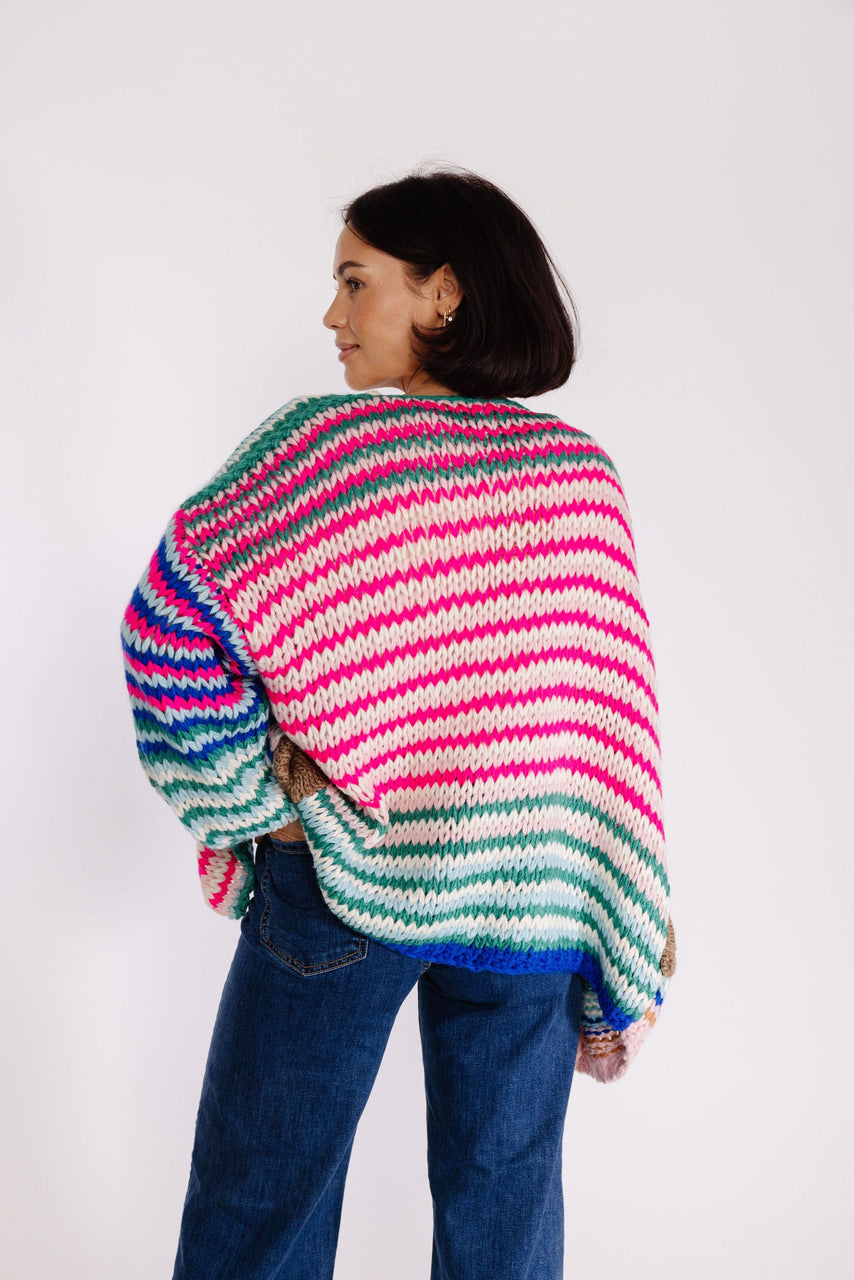 Sweet Lily Open Cardigan in Pink Multi