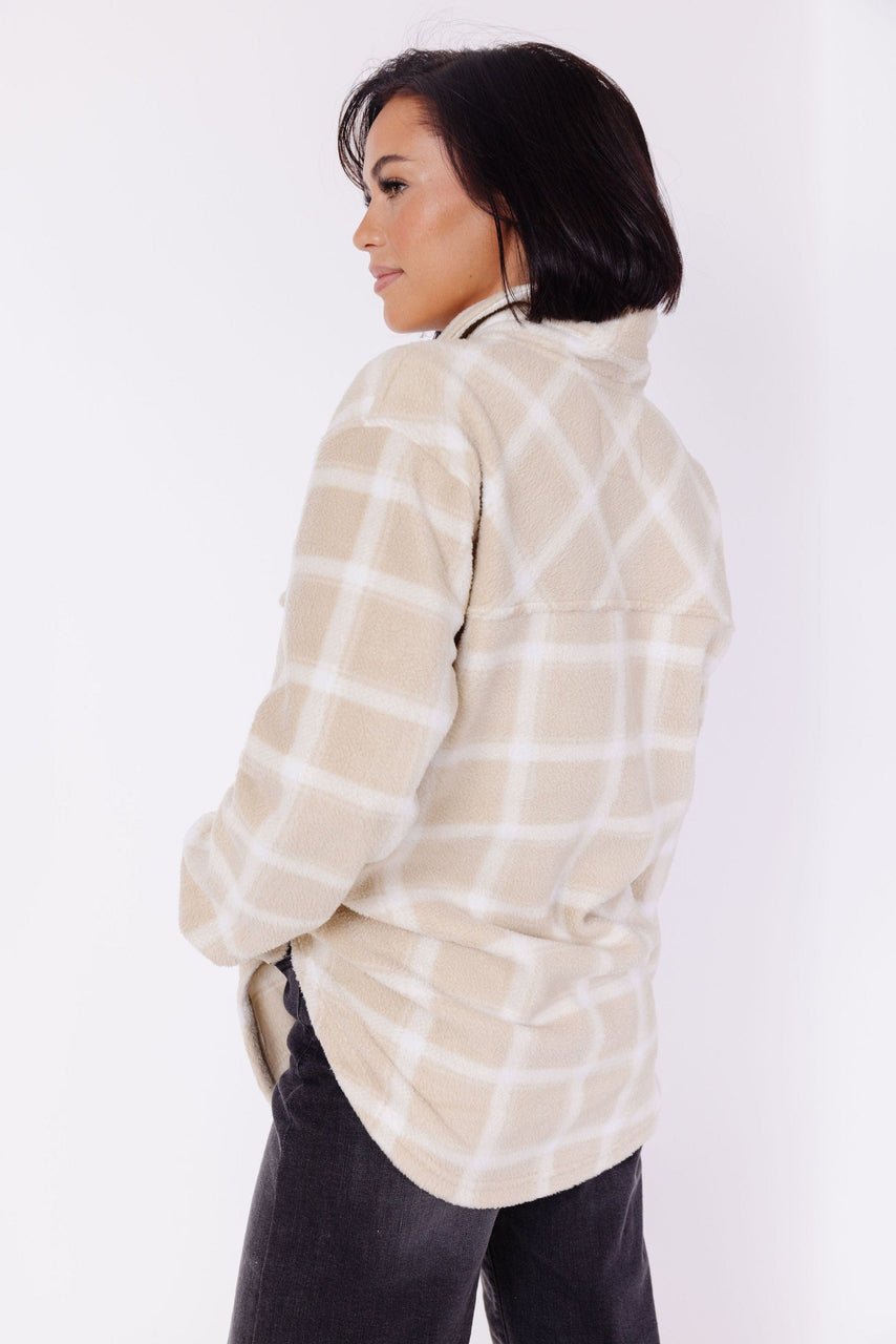 Tullis Shacket in Sand Plaid