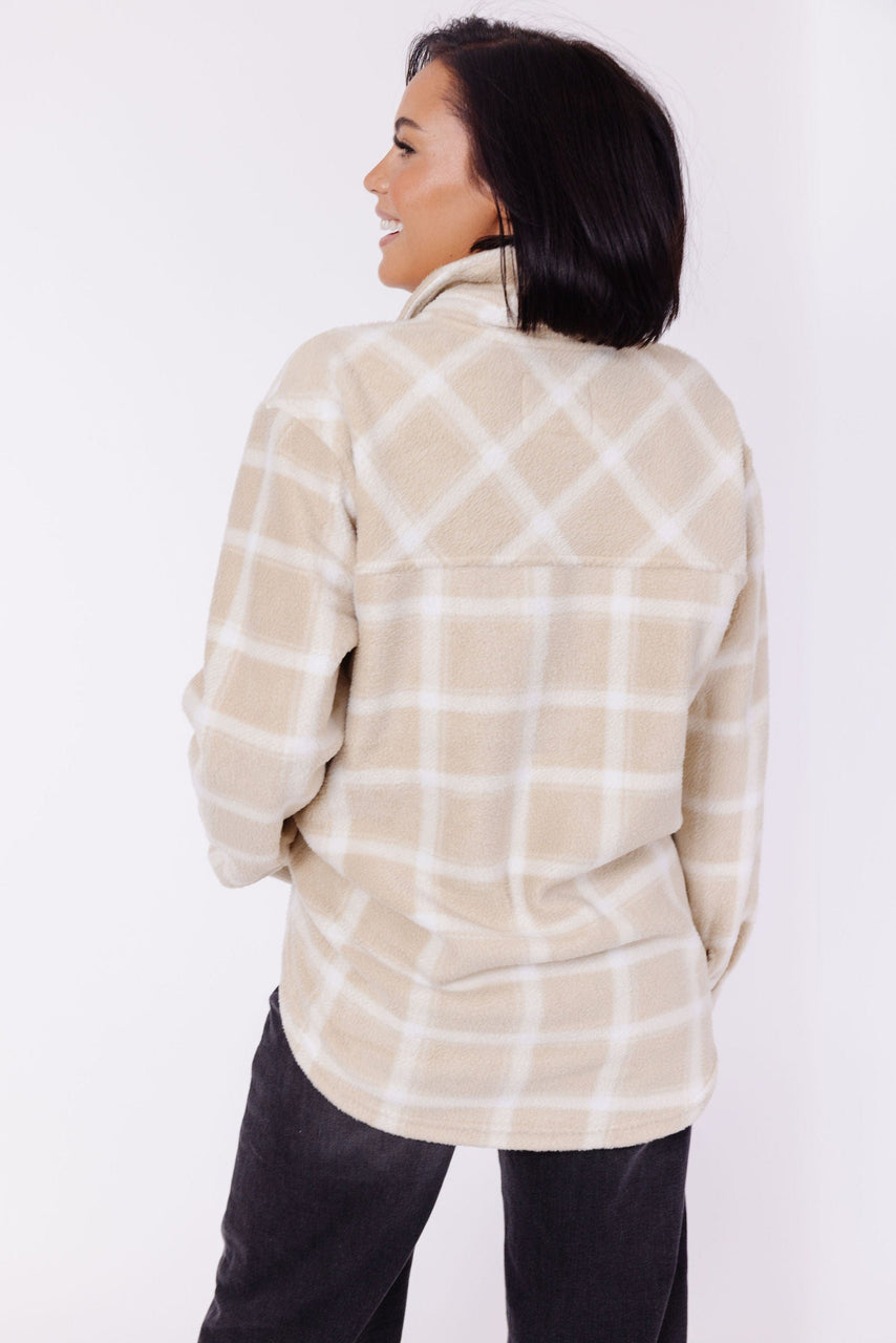 Tullis Shacket in Sand Plaid