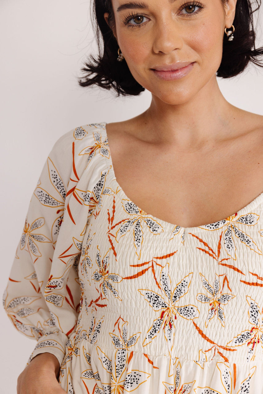 Tyler Dress in Cream Floral