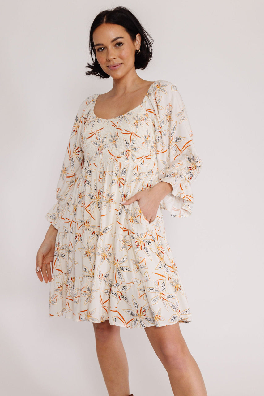 Tyler Dress in Cream Floral