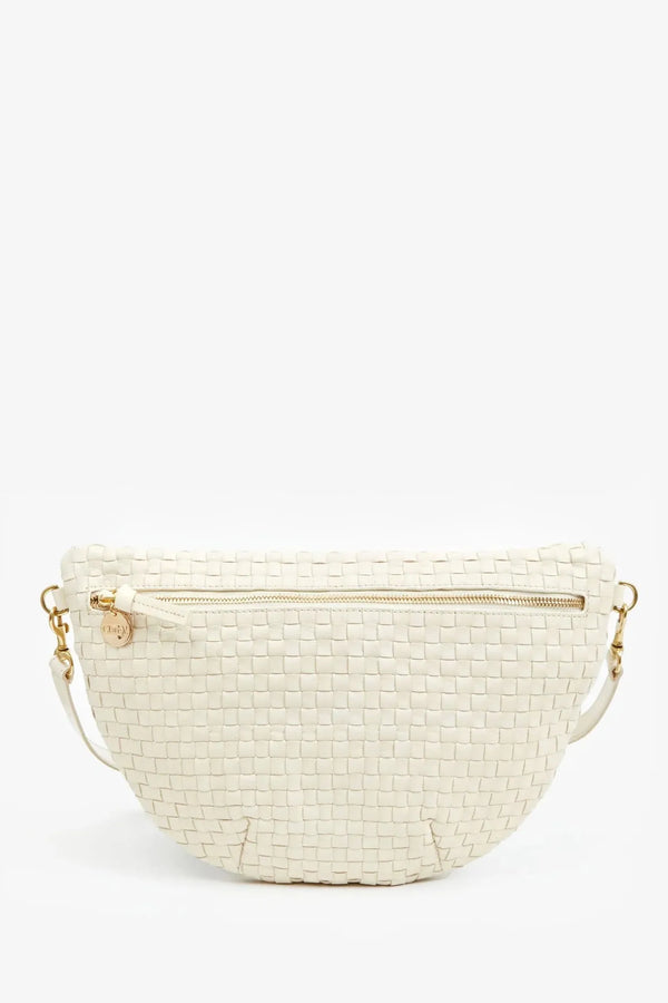 Clare V. Grande Fanny Woven Checker in Cream