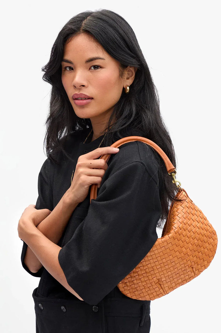 Clare V.  Petit Moyen Woven Checker in Natural