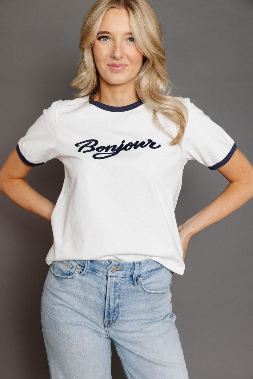 Bonjour Ringer Tee White/Navy