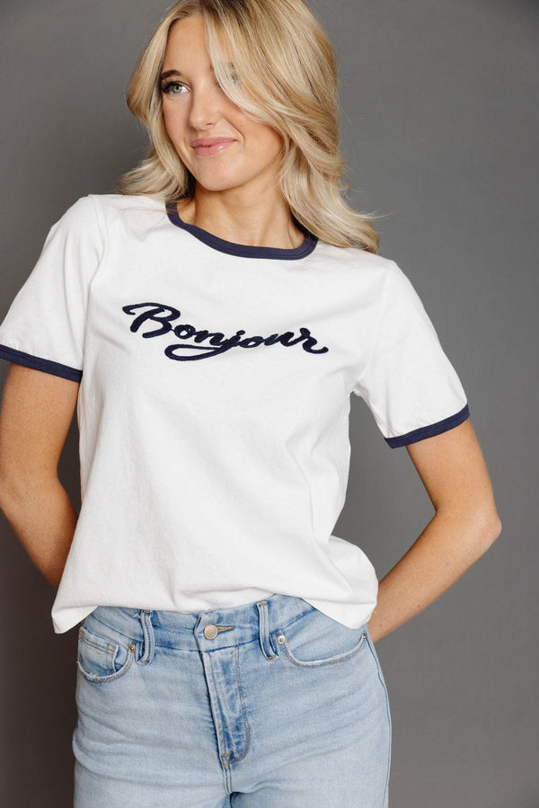 Bonjour Ringer Tee White/Navy