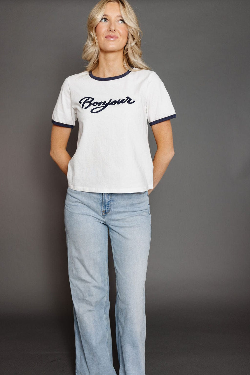 Bonjour Ringer Tee White/Navy