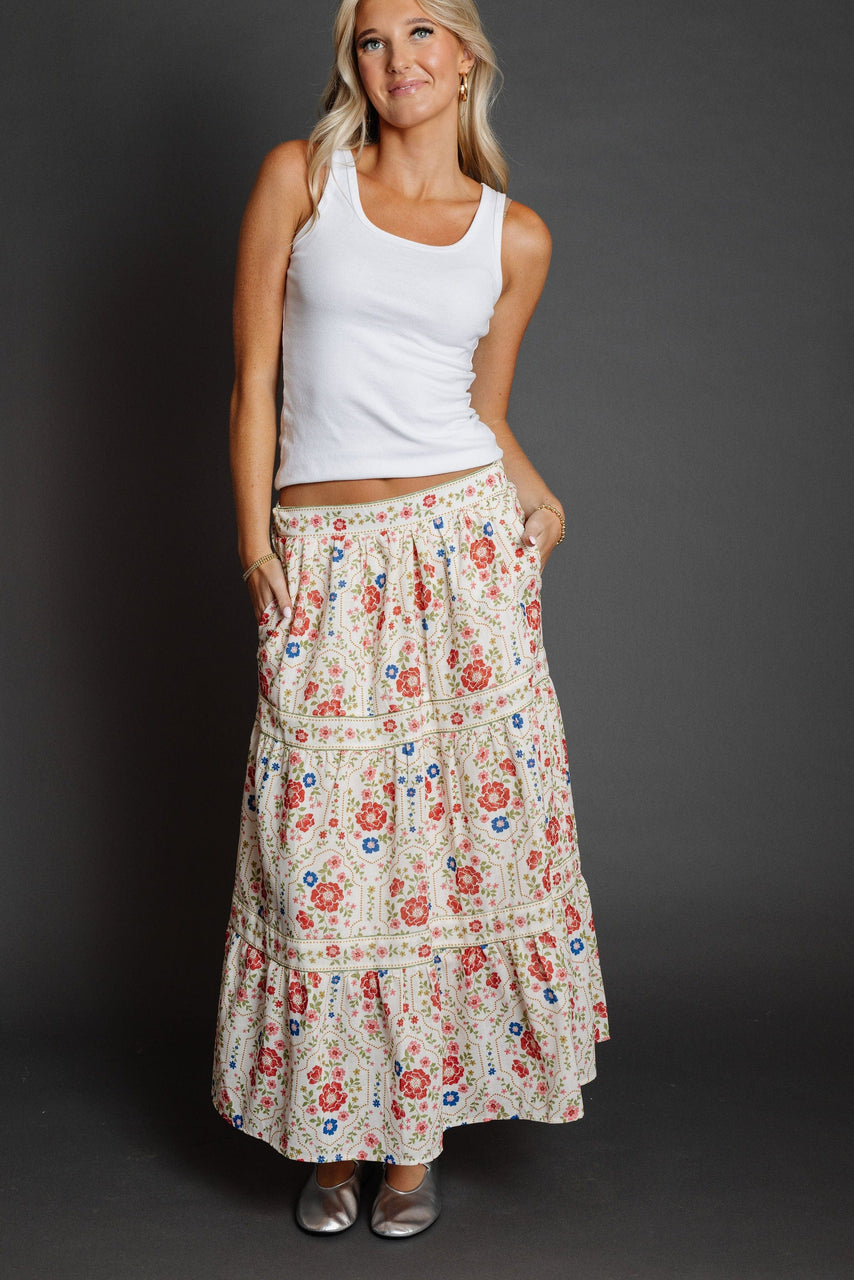 Leonarda Skirt in Cream Floral