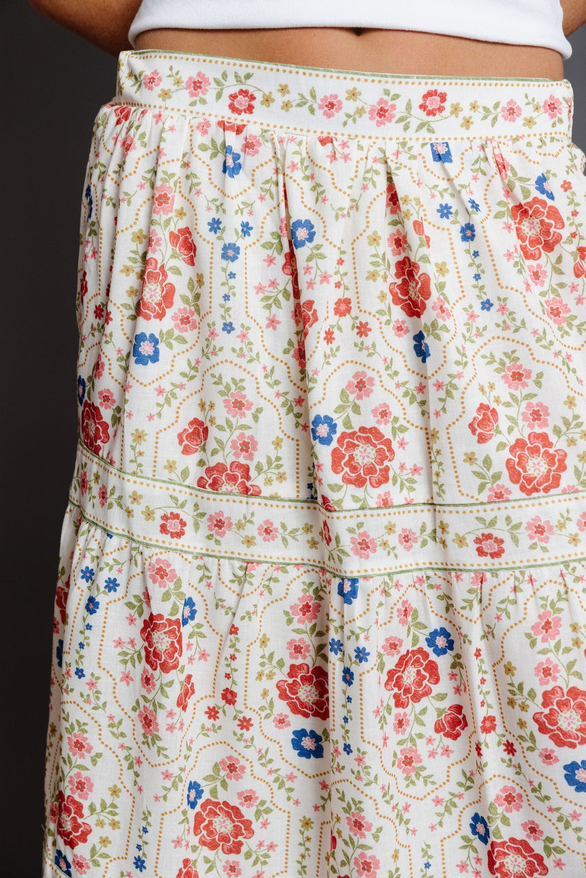 Leonarda Skirt in Cream Floral