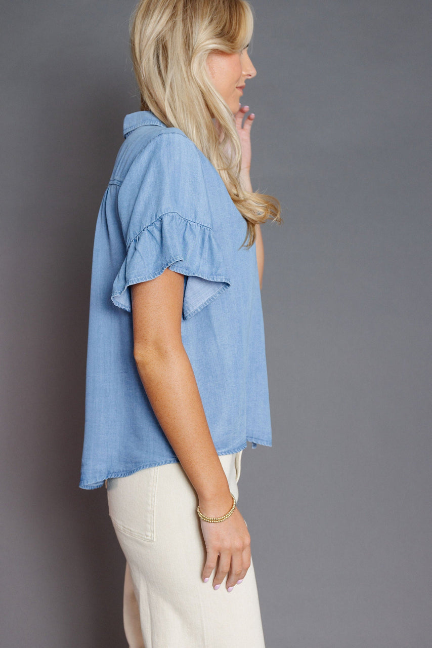 Maude Blouse in Light Denim Blue