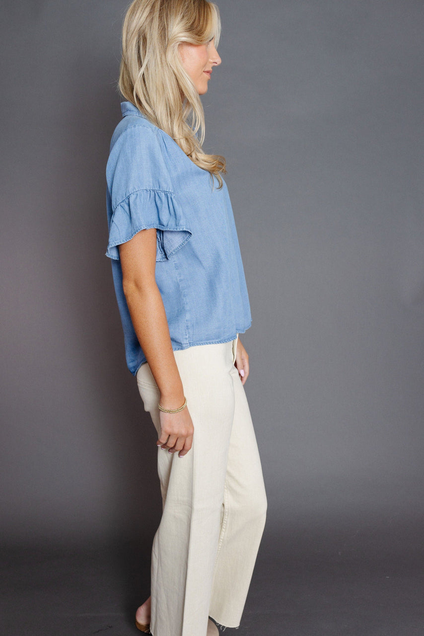 Maude Blouse in Light Denim Blue