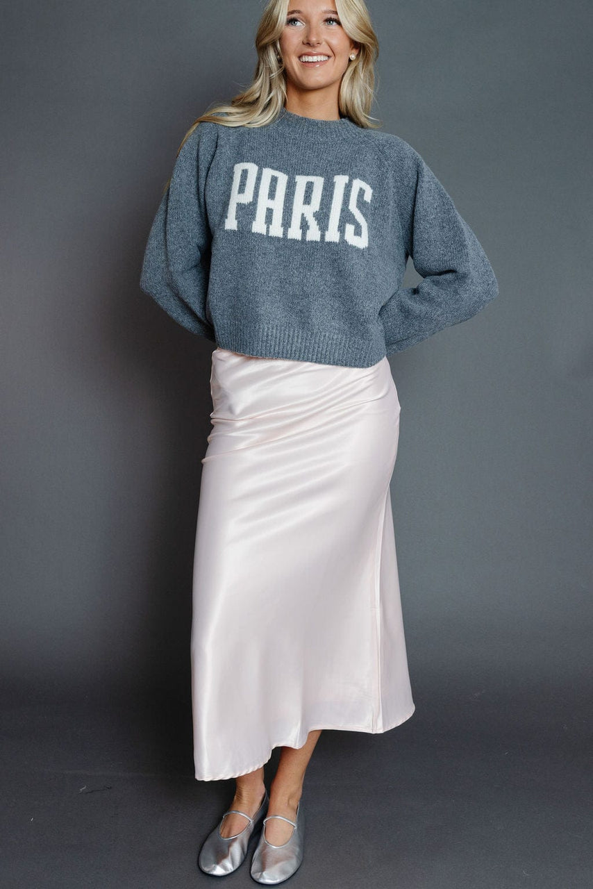 Roslyn Satin Skirt in Baby Pink