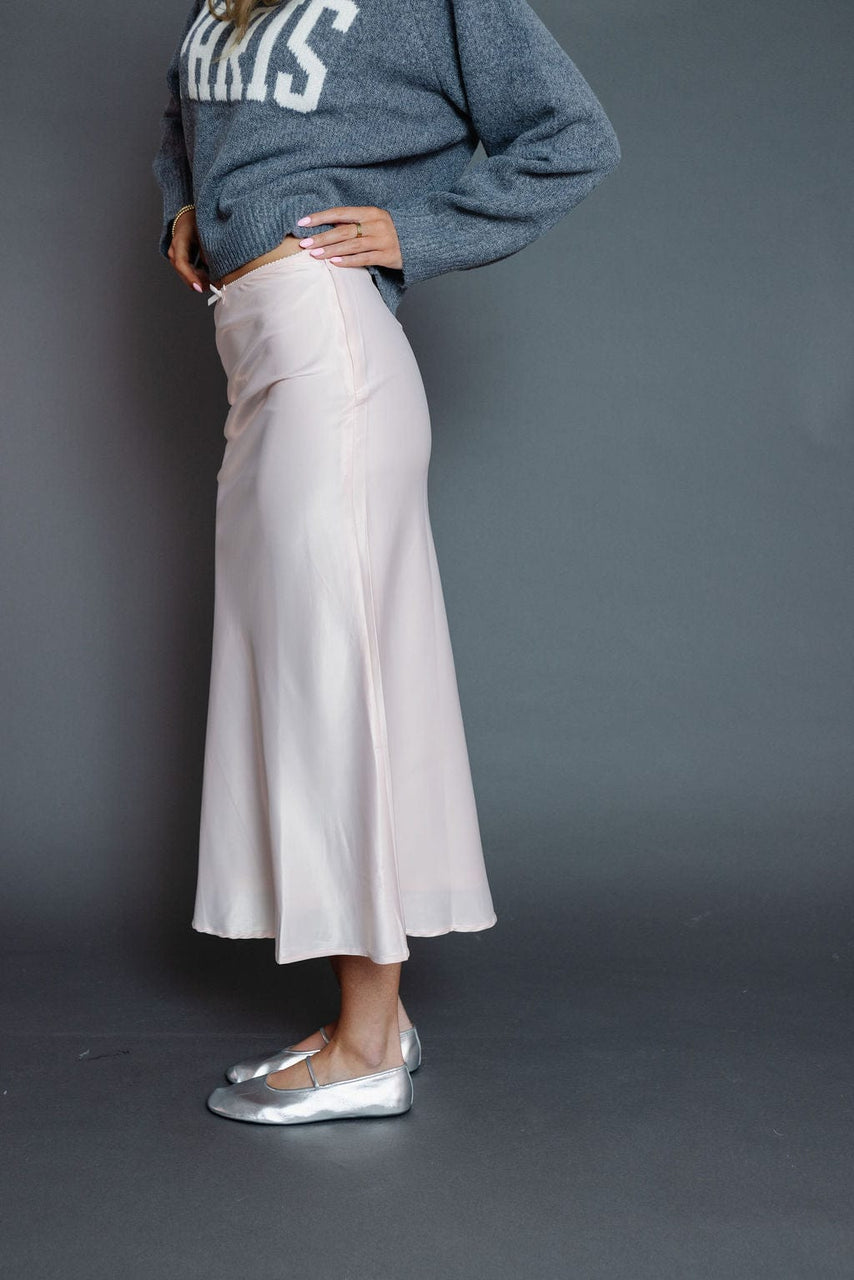 Roslyn Satin Skirt in Baby Pink