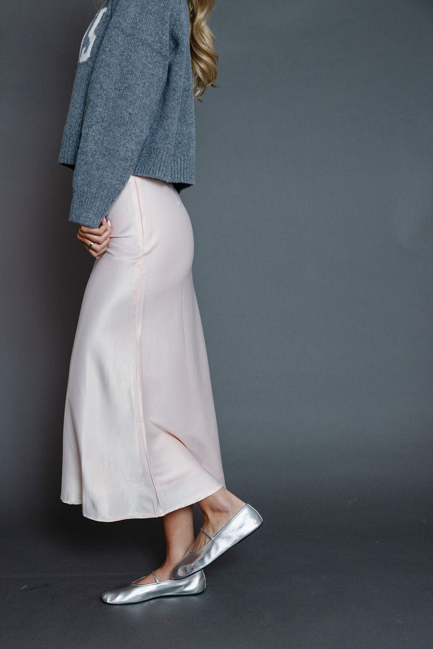 Roslyn Satin Skirt in Baby Pink