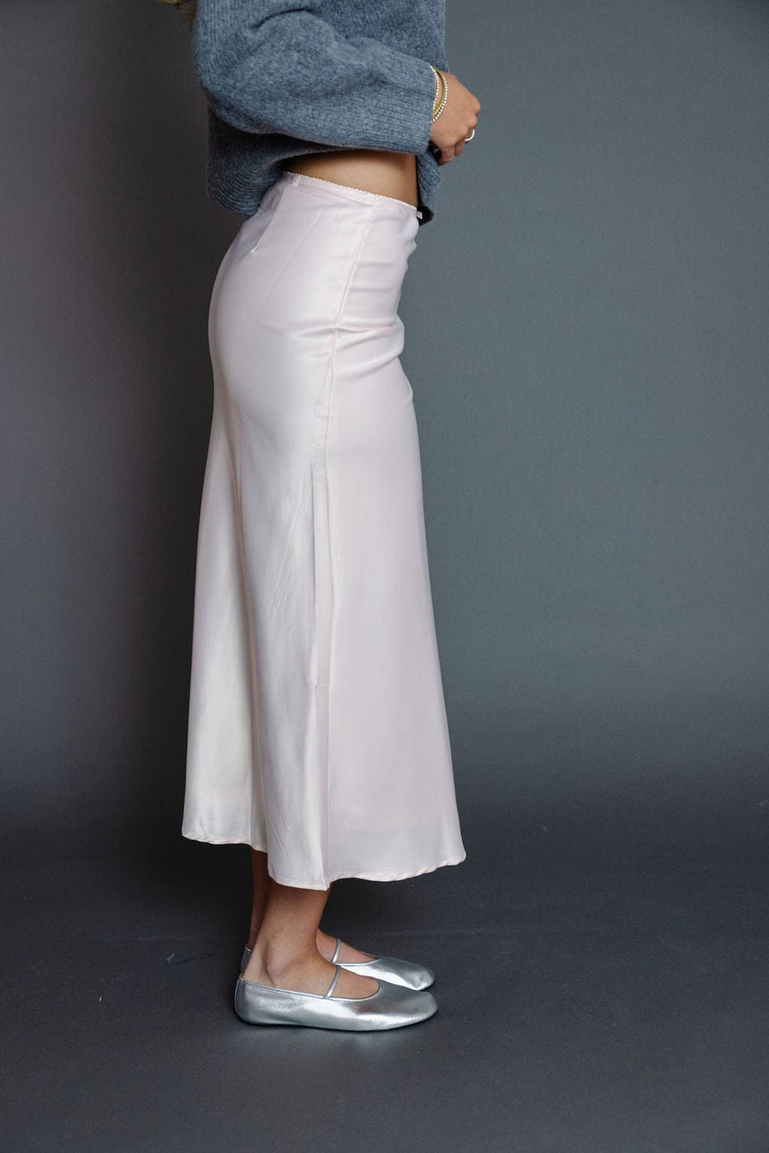 Roslyn Satin Skirt in Baby Pink