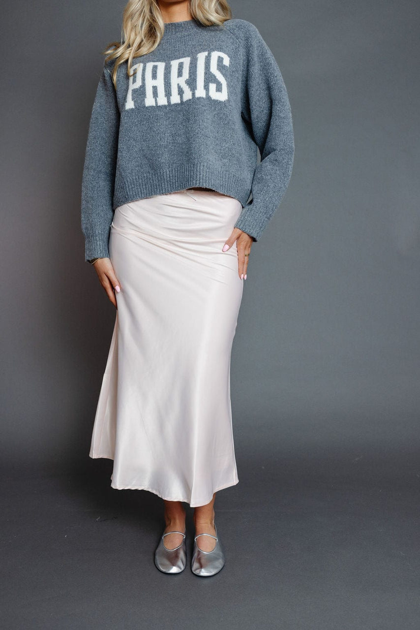 Roslyn Satin Skirt in Baby Pink