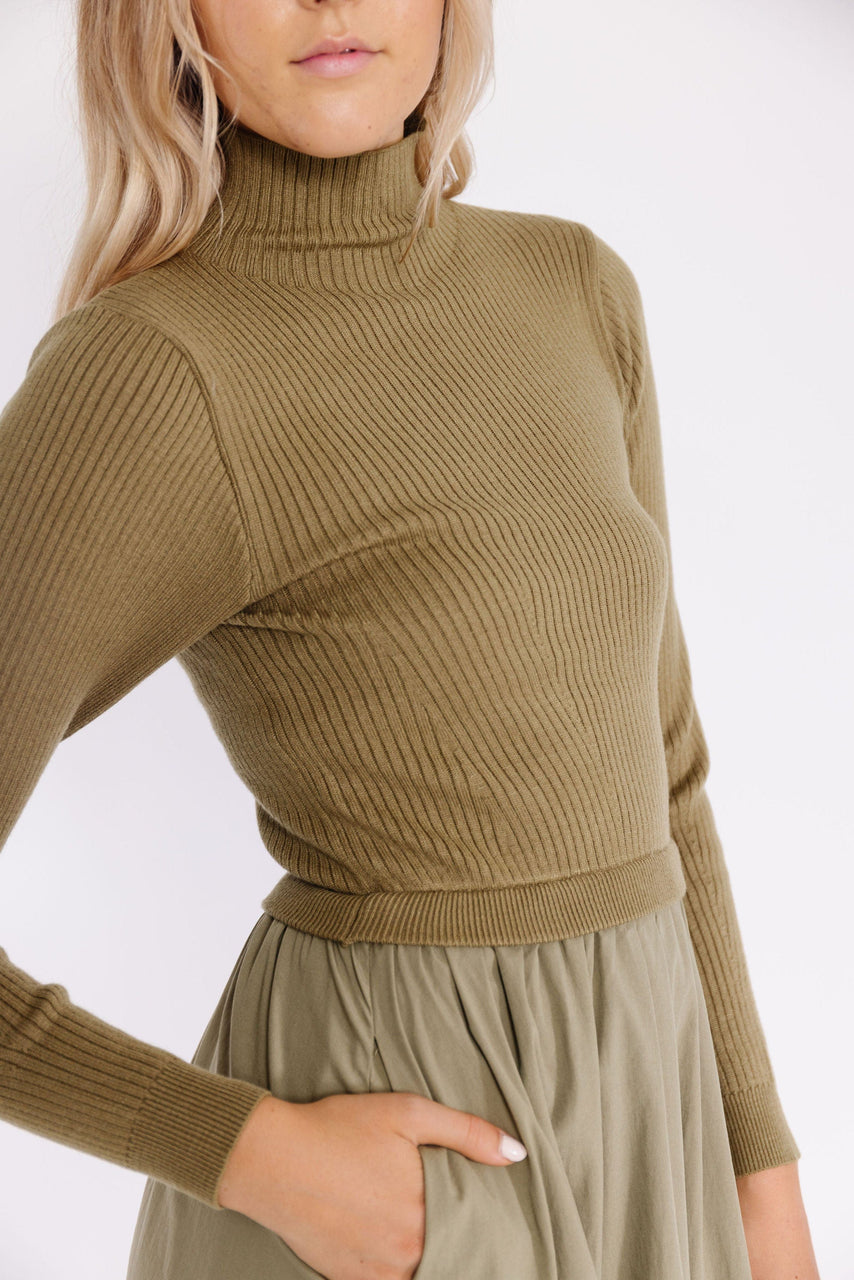 Aurelia Sweater Dress in Olive