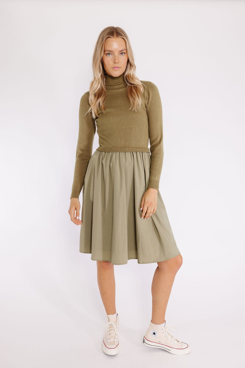 Aurelia Sweater Dress in Olive