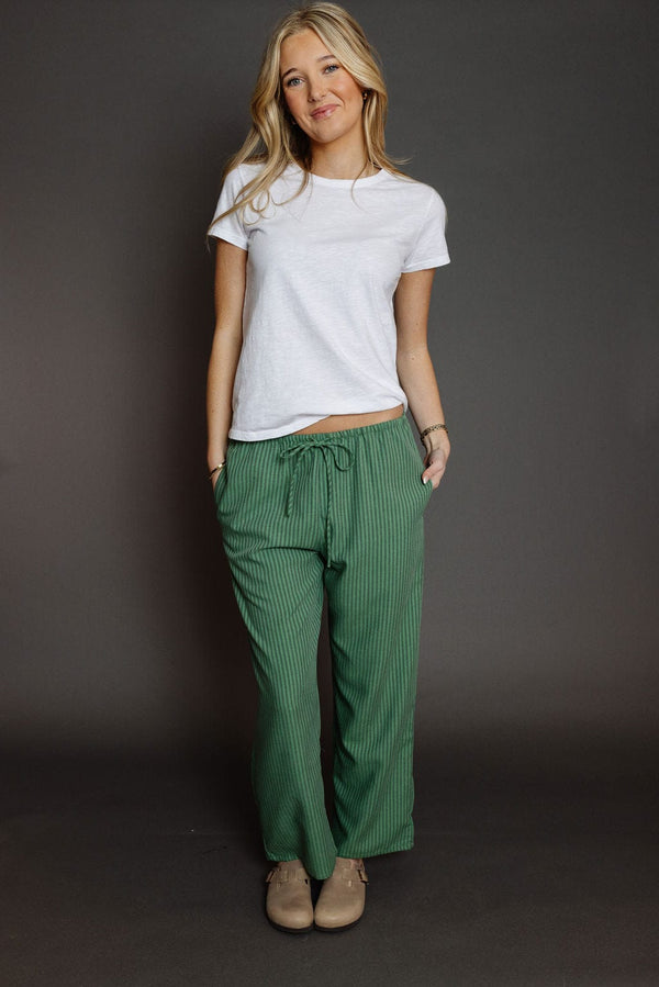 Loraine Pant in Green Stripe