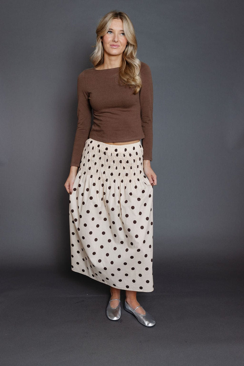 Raya Skirt in Cream/Brown