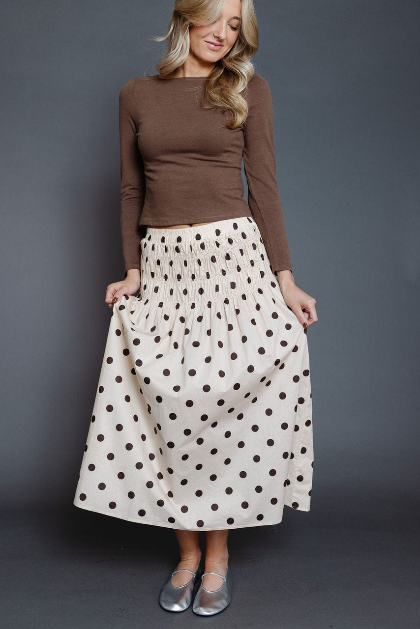 Raya Skirt in Cream/Brown