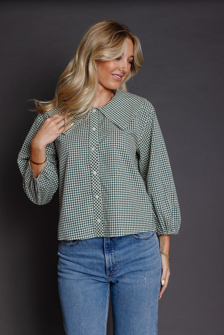 Renya Blouse in Green/Cream