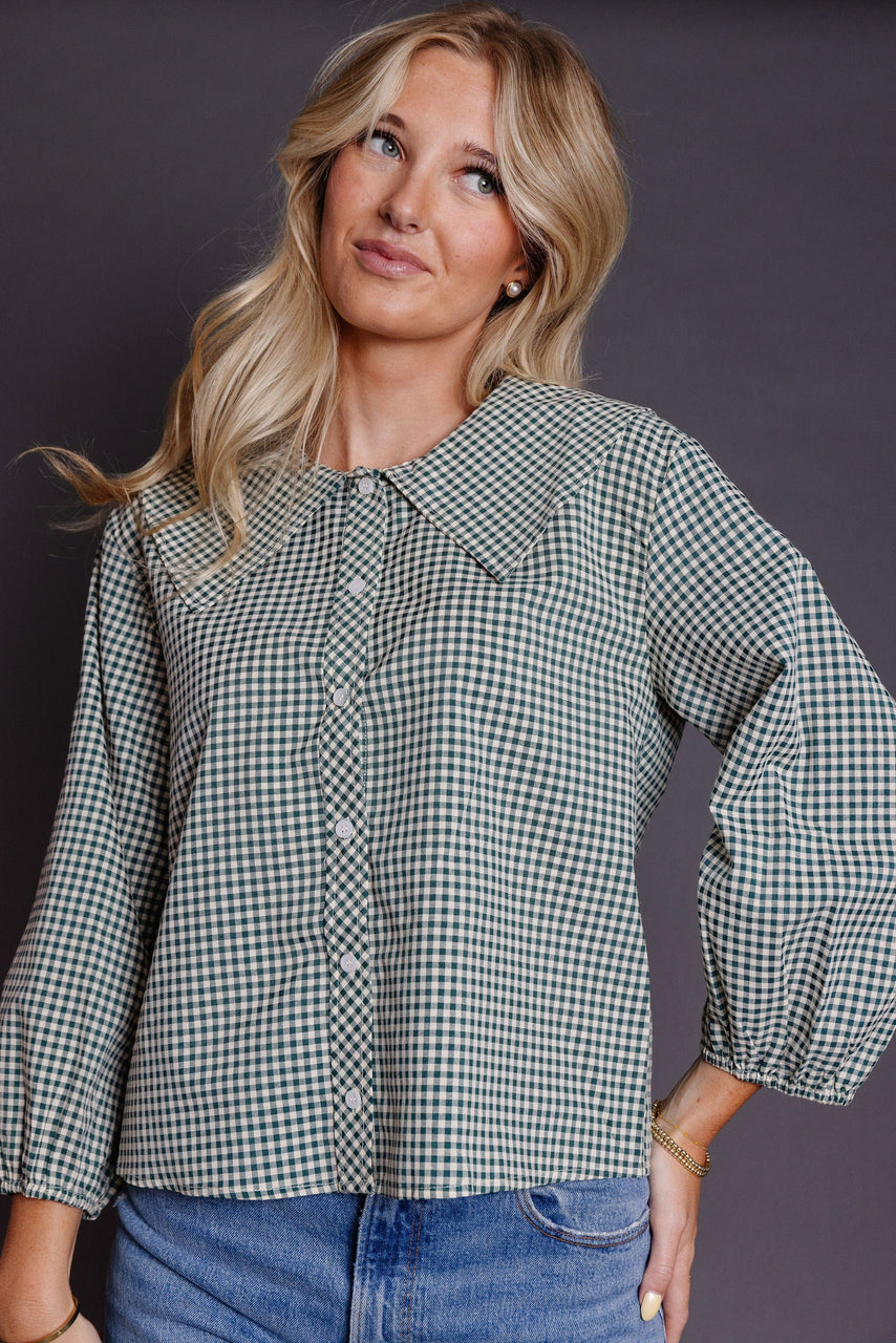 Renya Blouse in Green/Cream