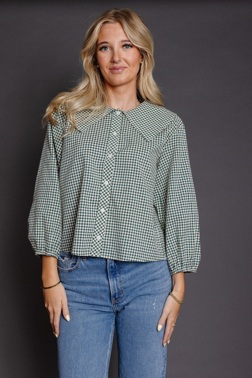 Renya Blouse in Green/Cream
