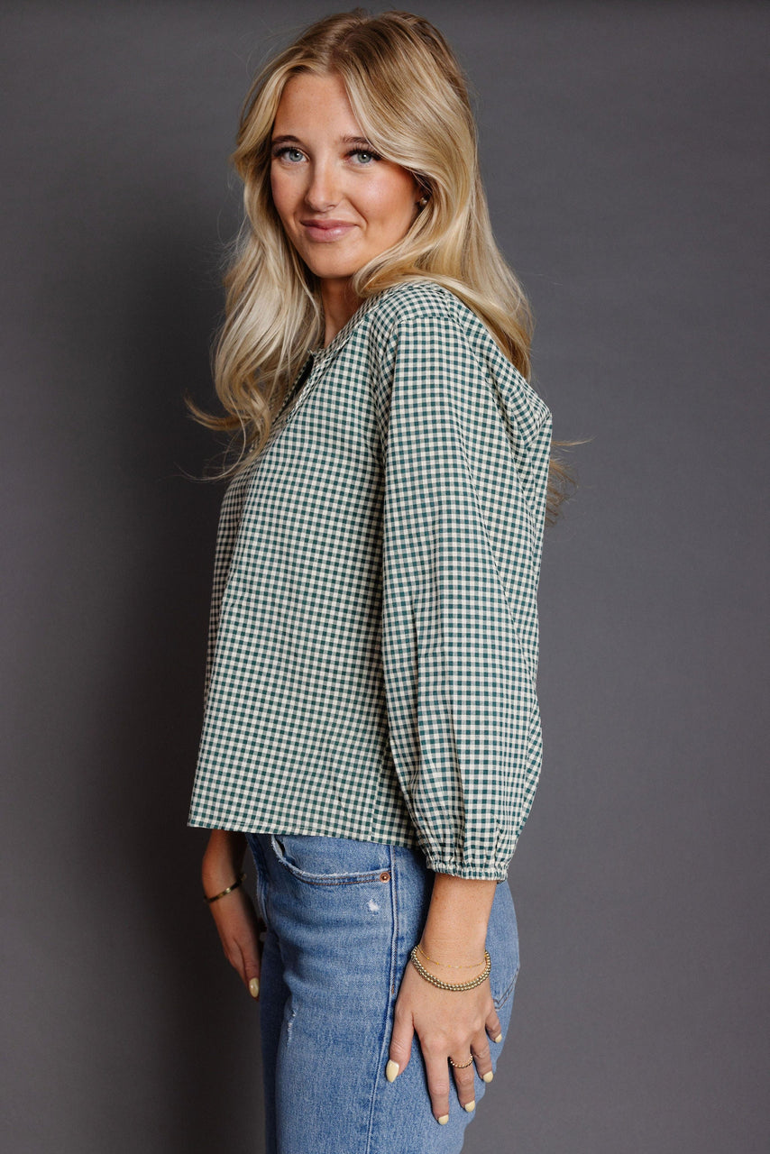 Renya Blouse in Green/Cream