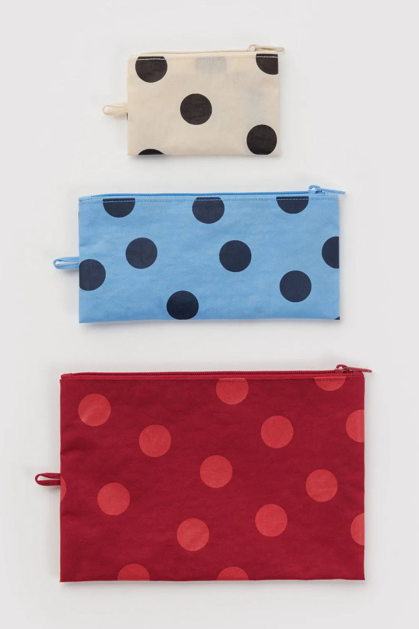 Baggu Flat Pouch Set Polka Dot Mix